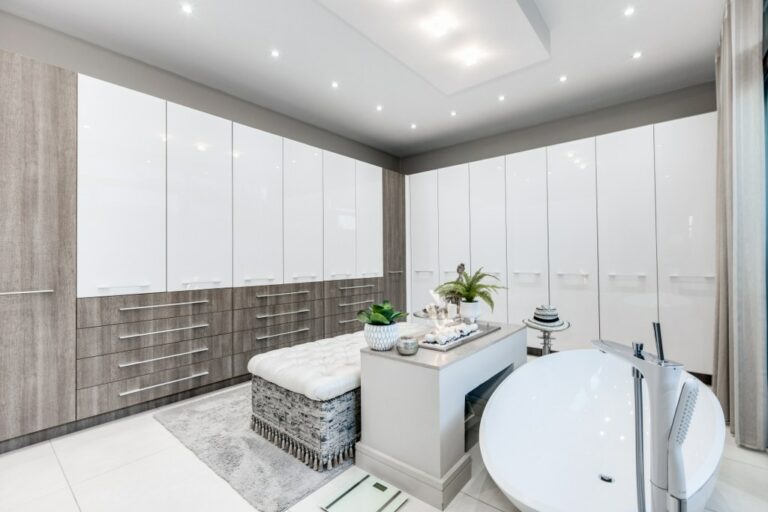 Dressing Room with Bath and Fireplace